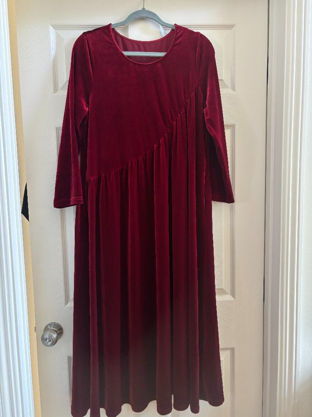 NWOT Burgundy Velvet Maxi Dress | Soft Stretch Velvet | Elegant Drape | Size M/L